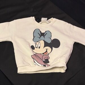 Zara Cream Sweatshirt with Minnie Mouse Design
